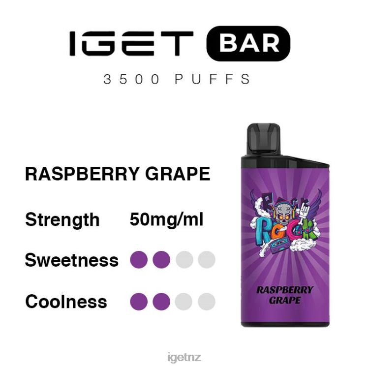 D6282280 IGET Bar 3500 Puffs - IGET Wellington Raspberry Grape