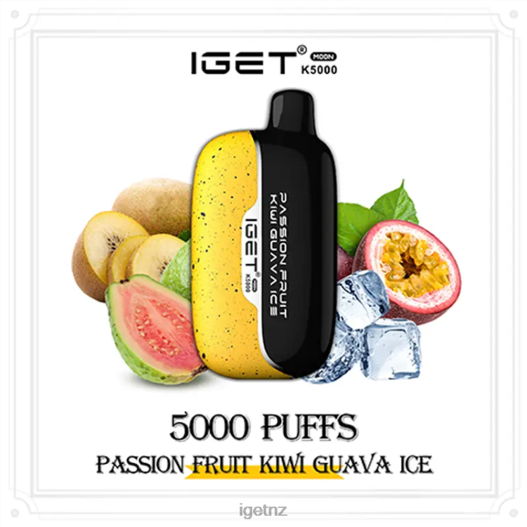 D6282212 IGET Moon 5000 Puffs - IGET NZ Flavours Passion Fruit Kiwi Guava Ice